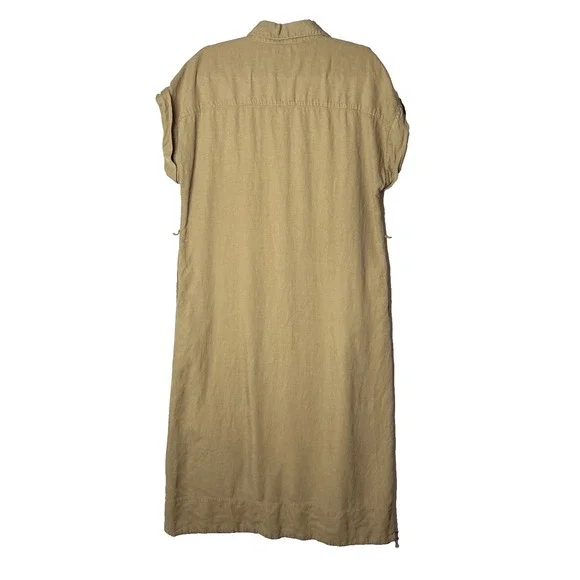 Faherty Dress Sz L Arlie Day Button Shirt Midi Casual Utility Outdoors Linen Bld - Picture 2 of 12